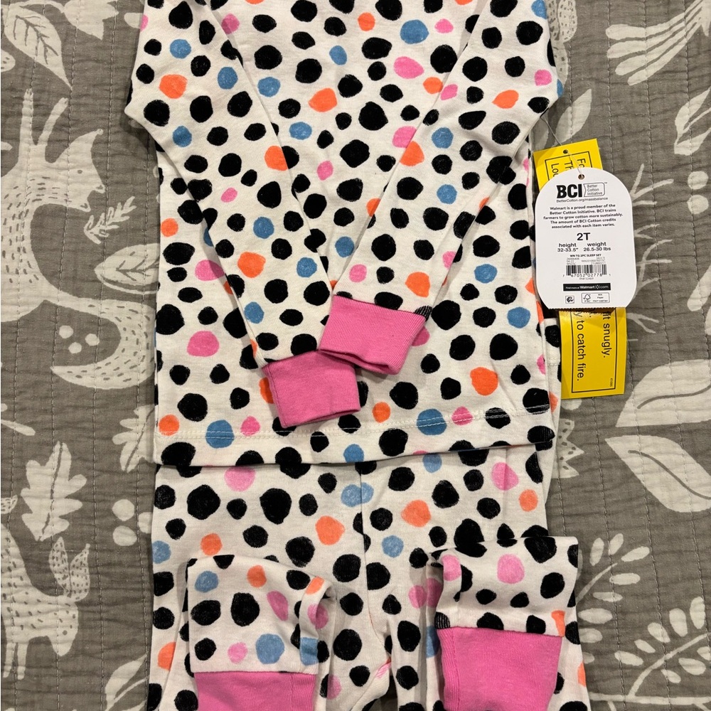 NWT Toddler Polka Dot Pajama Set - Pink Accents -2T